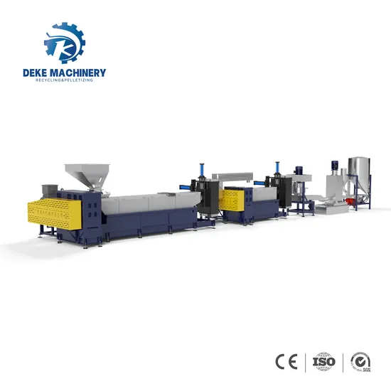 HDPE Flakes Plastic Recycling Machine for Two Stage Single Screw Water Ring Die Face Plastic Granulator Pelletizing Line 