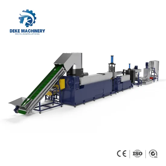 PE PP Film Plastic Pelletizing Machine with Three in One Agglomerator Water Ring Die Face Hot Cutting Two Stage Granulator Recycling Line 